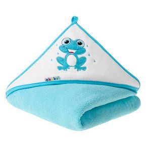 Akuku Dětská osuška s kapucí 100x100cm ŽÁBA TYRKYSOVÁ