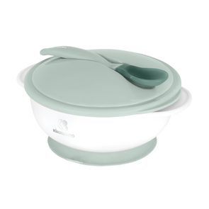 KikkaBoo Miska s přísavkou, víčkem a lžičkou s tepelným senzorem Mint