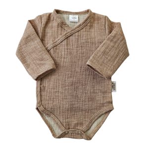 Makoma Mušelínové body zavinovací dlouhý rukáv HNĚDÝ MELÍR