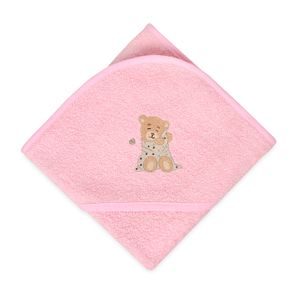 BabyMatex Osuška s kapucí 100x100cm Maxi MEDVÍDEK RŮŽOVÁ