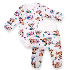 Le Bebe Souprava body + polodupačky Žirafa a srneček