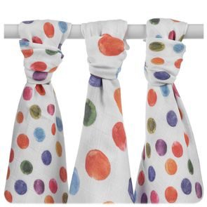 Kikko Bambusové pleny XKKO®BMB 70x70cm Digi WATERCOLOUR POLKA DOTS MIX 3ks