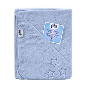 Kikko BIO bavlněná froté osuška s kapucí XKKO Organic 90x90cm BABY BLUE STARS