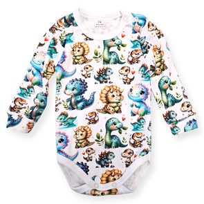 Le Bebe Body dlouhý rukáv Barevní dinosauři