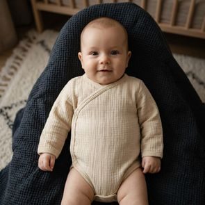 Le Bebe Zavinovací body dlouhý rukáv Méďa BÉŽOVÁ