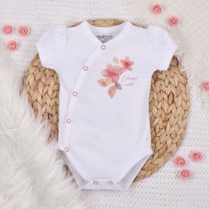 NINI Zavinovací body krátký rukáv Blossom BÍLÉ