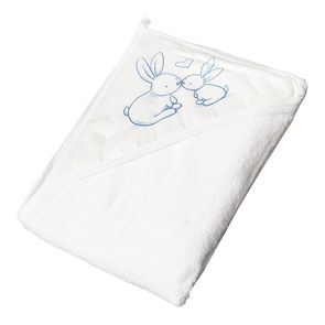 Tega baby Dětská froté osuška s kapucí 100x100cm KRÁLÍČCI - BÍLÁ