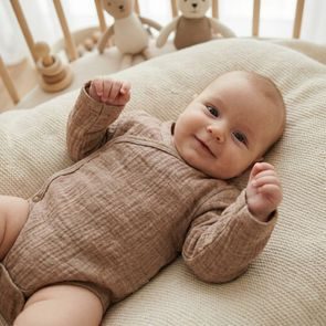 Le Bebe Zavinovací body dlouhý rukáv Méďa BÉŽOVÁ