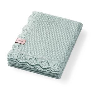 BabyOno Pletená dětská deka bambusová ozdobný lem ŠALVĚJOVÁ