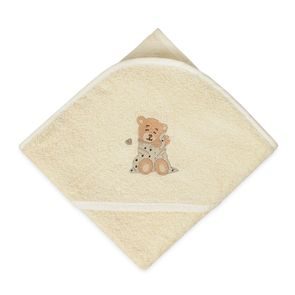 BabyMatex Osuška s kapucí 100x100cm Maxi MEDVÍDEK KRÉMOVÁ