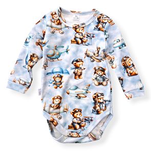 Le Bebe Body dlouhý rukáv Méďa a letadla