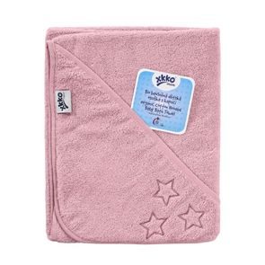 Kikko BIO bavlněná froté osuška s kapucí XKKO Organic 90x90cm BABY PINK STARS