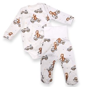 Le Bebe Zavinovací body + polodupačky Méďa závodník