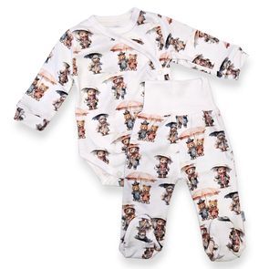 Le Bebe Zavinovací body + polodupačky Medvídci s deštníky