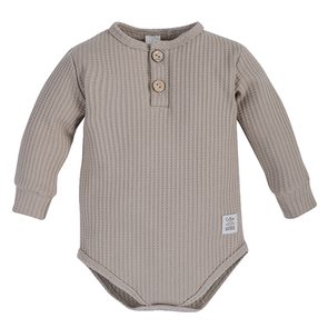 Makoma Waffel body "polo" dlouhý rukáv STONE