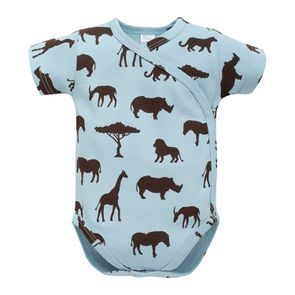 PINOKIO Body zavinovací krátký rukáv Safari MODRÁ