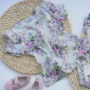 Gamex Blůzka s volánky FIALOVÉ KVĚTY