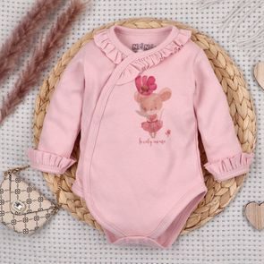 NINI Zavinovací body dlouhý rukáv Myšky PUDROVĚ RŮŽOVÉ