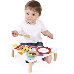Janod Confetti Dřevěný hudební stolek pro nejmenší