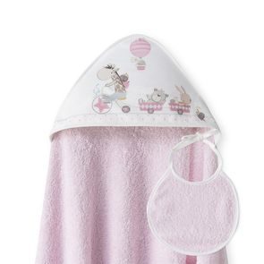 Interbaby Osuška froté + bryndák Zvířátka RŮŽOVÁ