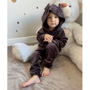 Bunnykids Semišková mikina + tepláčky Medvídek ČOKOLÁDOVÁ