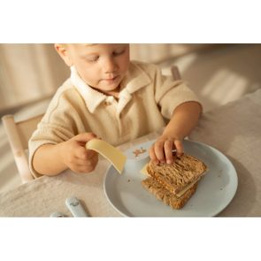 BabyOno Silikonový dělený talíř s přísavkou a víčkem MODRÁ