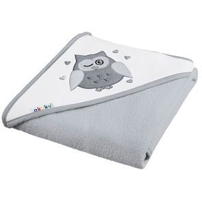 Akuku Dětská osuška s kapucí 100x100cm SOVIČKA ŠEDÁ