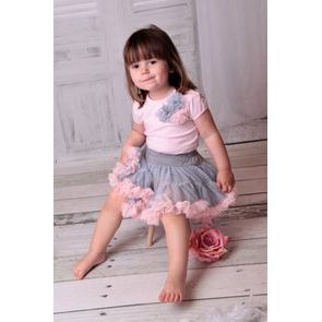 Bambarillo Tylová tutu sukýnka Ballerina ŠEDO-RŮŽOVÁ
