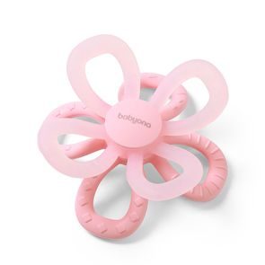 BabyOno Kousátko silikonové Kytička RŮŽOVÁ