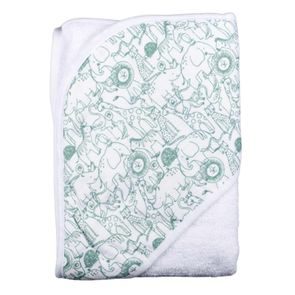 Kikko Bambusová froté osuška s kapucí XKKO BMB 90x90cm - SAFARI W/GRANITE GREEN
