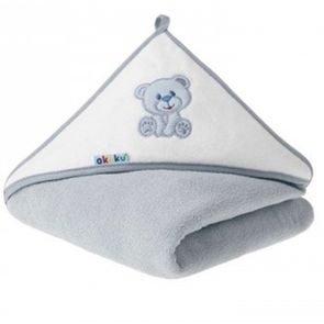 Akuku Dětská osuška s kapucí 100x100cm MÉĎA ŠEDÁ