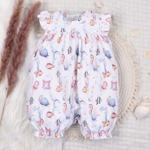 Le Bebe Overal Safari zvířátka Krémová