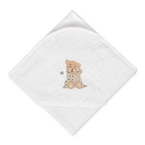 BabyMatex Osuška s kapucí 100x100cm Maxi MEDVÍDEK BÍLÁ