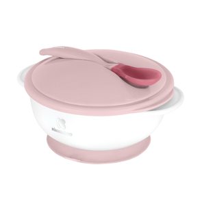 KikkaBoo Miska s přísavkou, víčkem a lžičkou s tepelným senzorem Pink