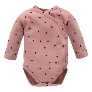 PINOKIO Body zavinovací dlouhý rukáv Tres Bien puntíky STARORŮŽOVÁ