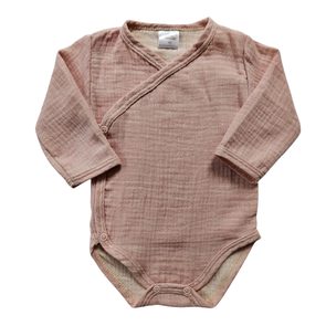 Makoma Mušelínové body zavinovací dlouhý rukáv RŮŽOVÝ MELÍR