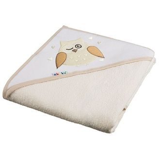 Akuku Dětská osuška s kapucí 100x100cm SOVIČKA KRÉMOVÁ