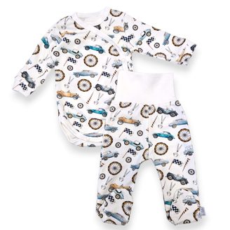 Le Bebe Souprava body + polodupačky Retro cars