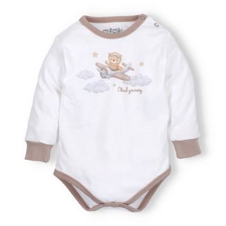 NINI Body dlouhý rukáv Méďa Pilot SMETANOVÉ