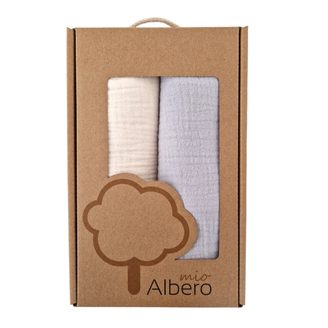 Albero Mio Mušelínové prostěradlo do kočárku 2ks Vanilková / Šedá