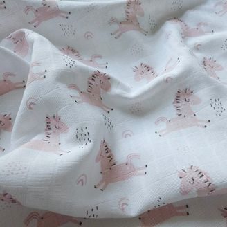 PREM Tetra osuška s potiskem 90x100cm JEDNOROŽEC RŮŽOVÝ