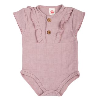 Makoma Mušelínové body s volánky krátký rukáv Bamboo RŮŽOVÁ