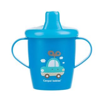 Canpol babies Nevylévací hrníček Toys 250ml (9m+) - MODRÝ