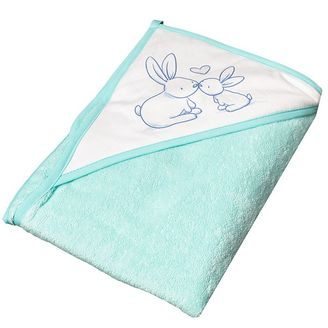 Tega baby Dětská froté osuška s kapucí 100x100cm KRÁLÍČCI - MENTOLOVÁ