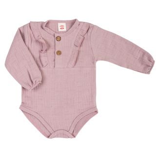 Makoma Mušelínové body s volánky dlouhý rukáv Bamboo RŮŽOVÁ