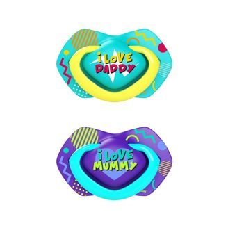 Canpol babies Dudlík 18m+ 2ks silikon symetrický Light Touch - Neon Love MODRÝ