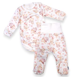 Le Bebe Souprava body + polodupačky Méďa a srdíčka