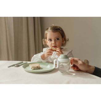 BabyOno Silikonová lžička s dlouhou rukojetí ŽLUTÁ