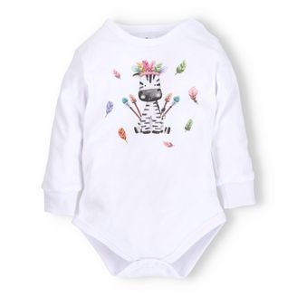 NINI Body dlouhý rukáv Zebra BÍLÉ