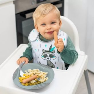 Canpol babies Silikonový dělený talíř s přísavkou Medvídek BÉŽOVÝ